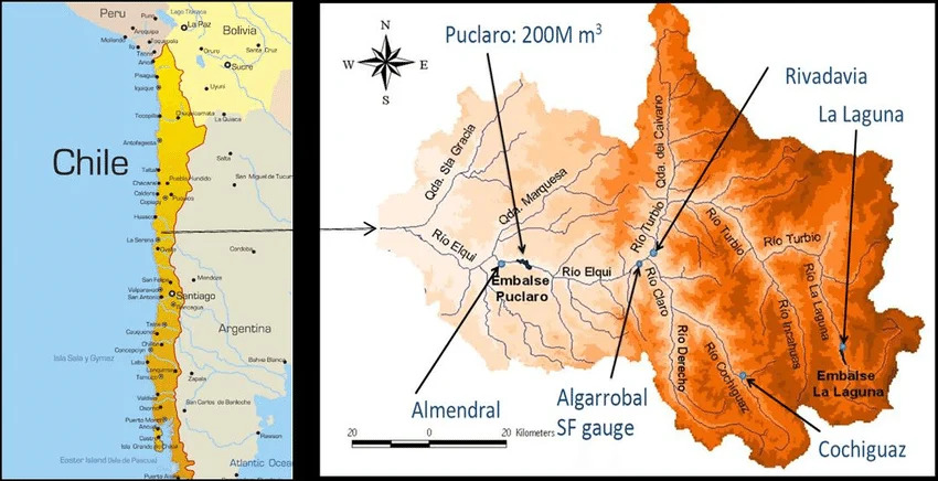 Location map of the Elqui River Valley.