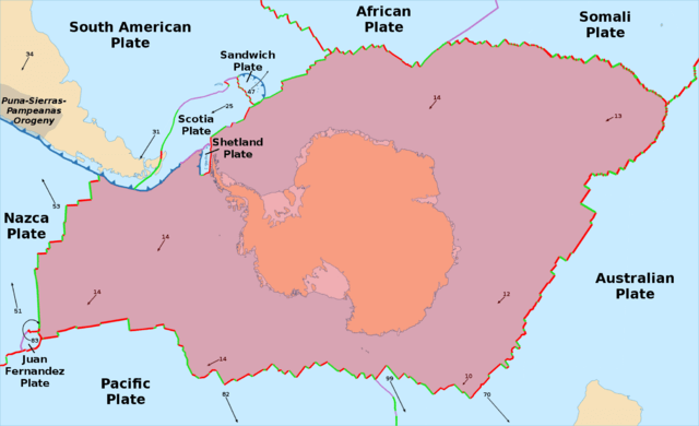 Map depicting the location of the Antarctic Plate
