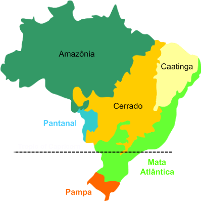 Map showing the Caatinga biome