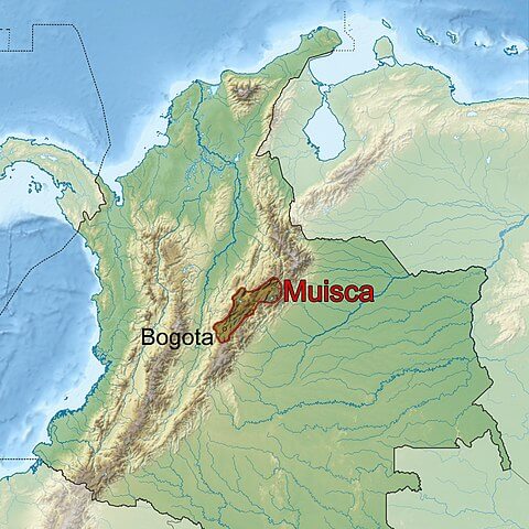 Location of Altiplano Cundiboyacense and Muisca culture in Colombia