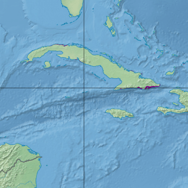 Map depicting the location of the Cuban cactus scrub (in purple).