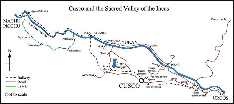 Map of the Sacred Valley in Peru