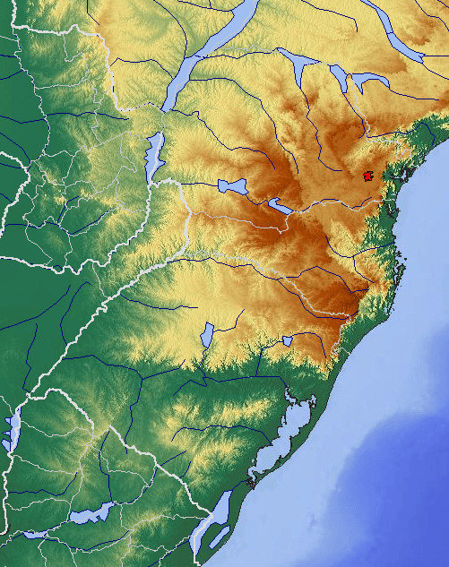 Physical map of southern Brazil.