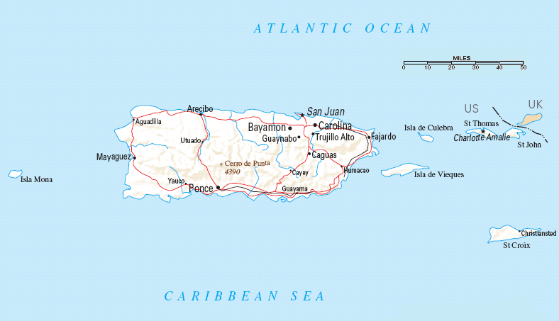 Map of Puerto Rico.