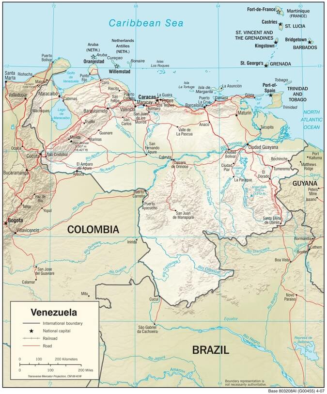Physiographic map of Venezuela.
