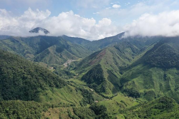 Aerial view: Las Bocas, Departamento del Chocó, Colombia