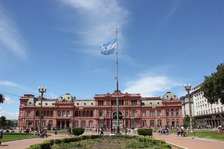 Casa Rosada exterior from Plaza de Mayo, Buenos Aires, Argentina