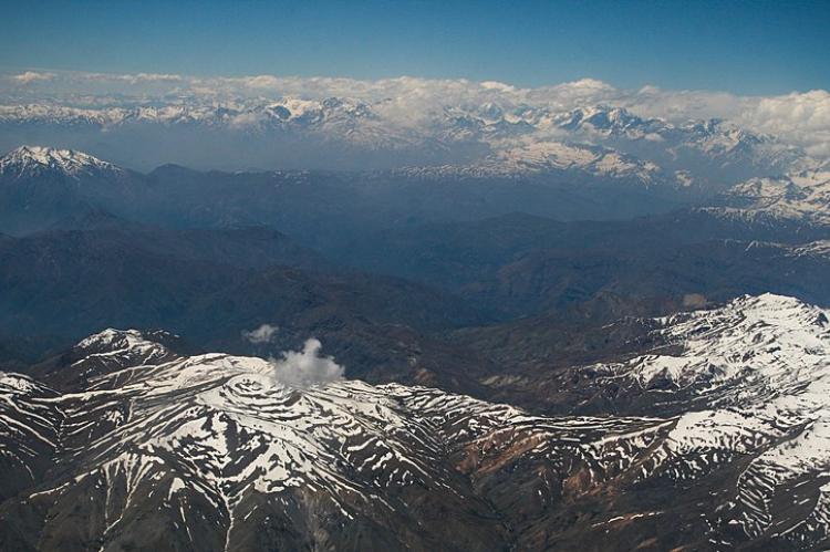 Aerial view of the Andes Mountains, South America
