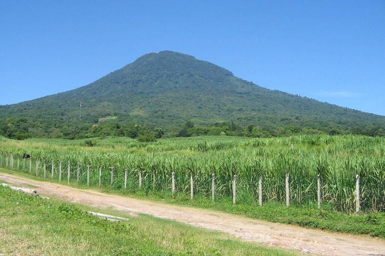 Volcano and farmland vista, El Salvador 