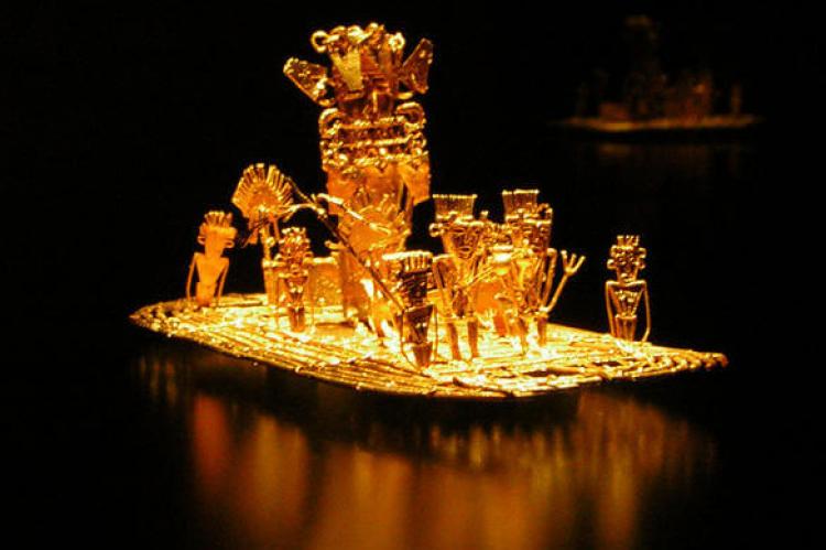 Muisca raft, possible source of the legend of El Dorado, found in a cave in Pasca, Colombia in 1856, together with many other gold objects and dated between 1200 and 1500 BC