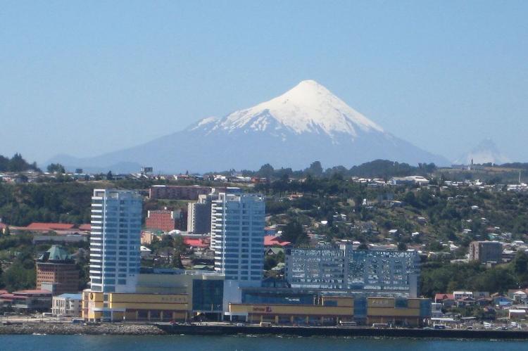 Puerto Montt, Chile on Llanquihue Lake with Volcan Osorno in background
