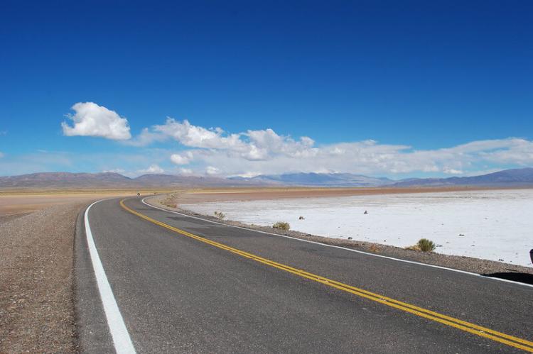 Highway along Salinas Grandes, Argentina