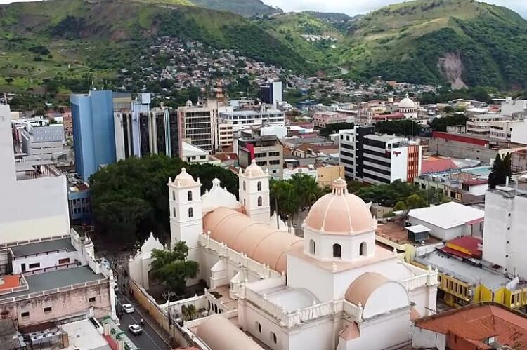 View towards the central park of Tegucigalpa, Honduras