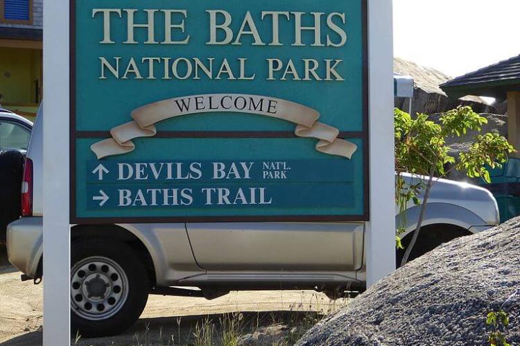 Entrance sign, The Baths, Virgin Gorda, British Virgin Islands