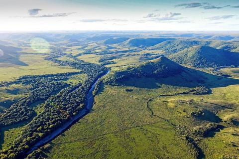 Aerial view of Lunarejo Valley, Uruguay River, Uruguay